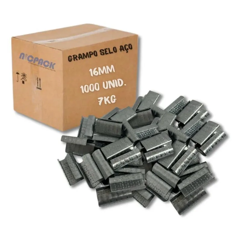 10x Grampo Selo Aço 16mm 1000 Unid. 7kg - Fita Arquear