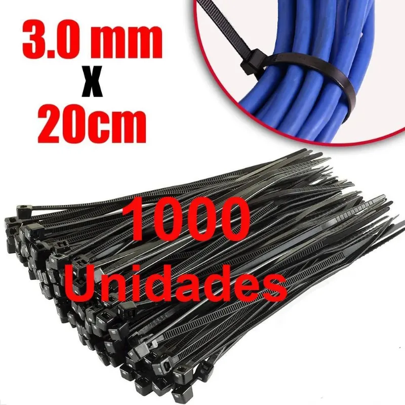 Presilha Enforca Gato Nylon Abraçadeira Fita 200x3mm, 1000un
