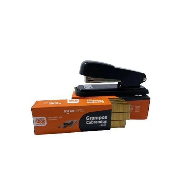 Kit 1 Grampeador Metal 13 Cm + 5 Mil Grampos 26/6