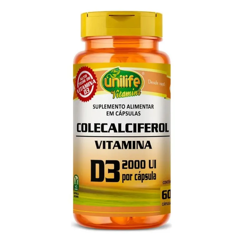 10x Vitamina D3 Colecalciferol 2000ui - 60 Cápsulas - Unili