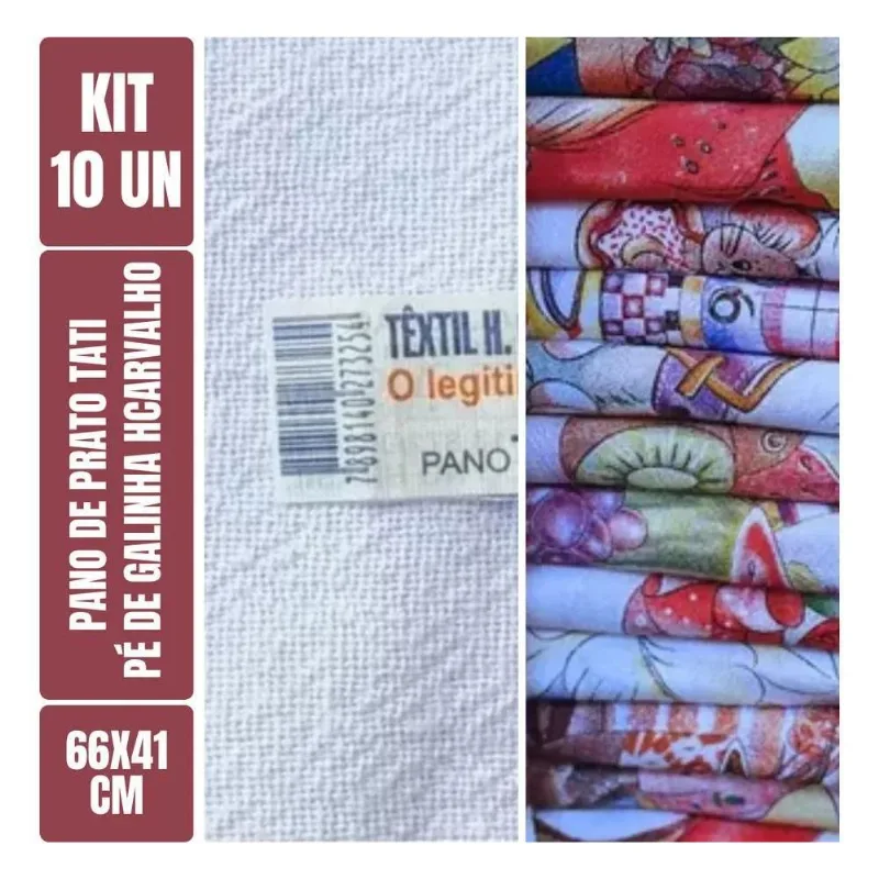 Kit Com 10 Un - Pano De Prato Copa Estampado Tati Têxtil H. C