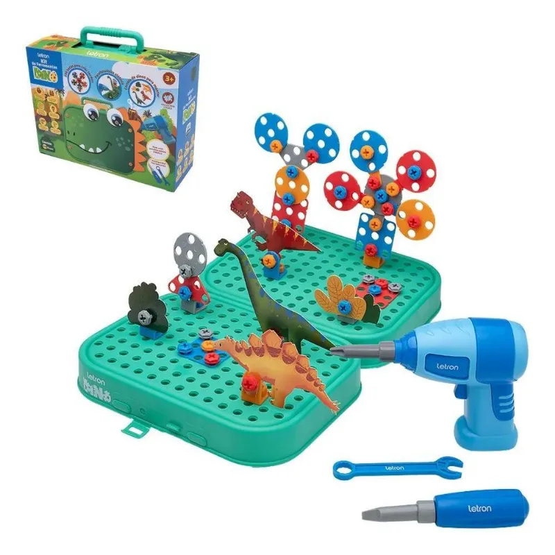 3x Brinquedo Kit Ferramentas Infantil Parafusadeira De Monta