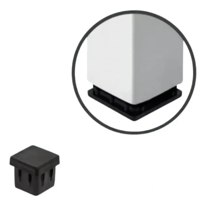 3x 100 Tampas Plásticas Metalon 20x20 Preta Ponteira Interna