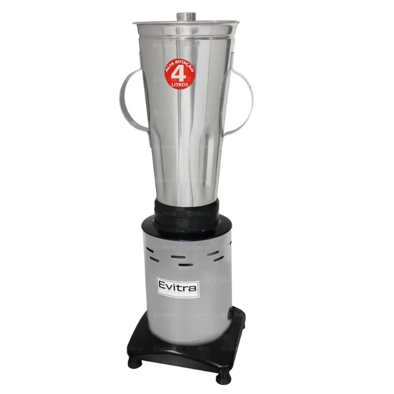 Liquidificador Industrial Evitra Alta Rotação 4 L Preto E Prata Com Jarra De Aço Inoxidável