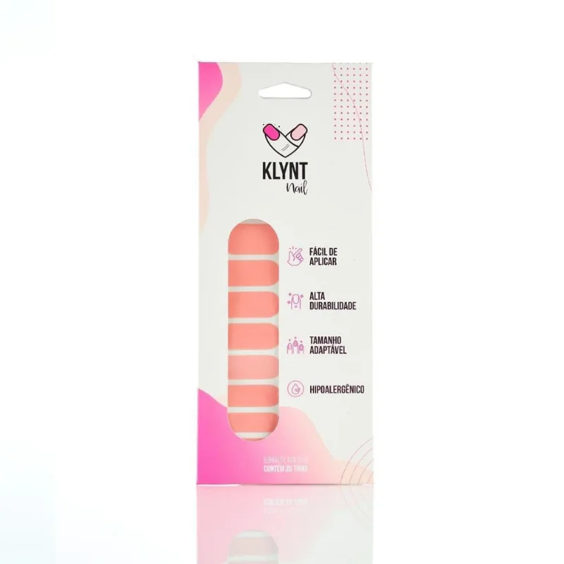 Esmalte Adesivo Peach Com 20 Adesivos Klynt Nail Original