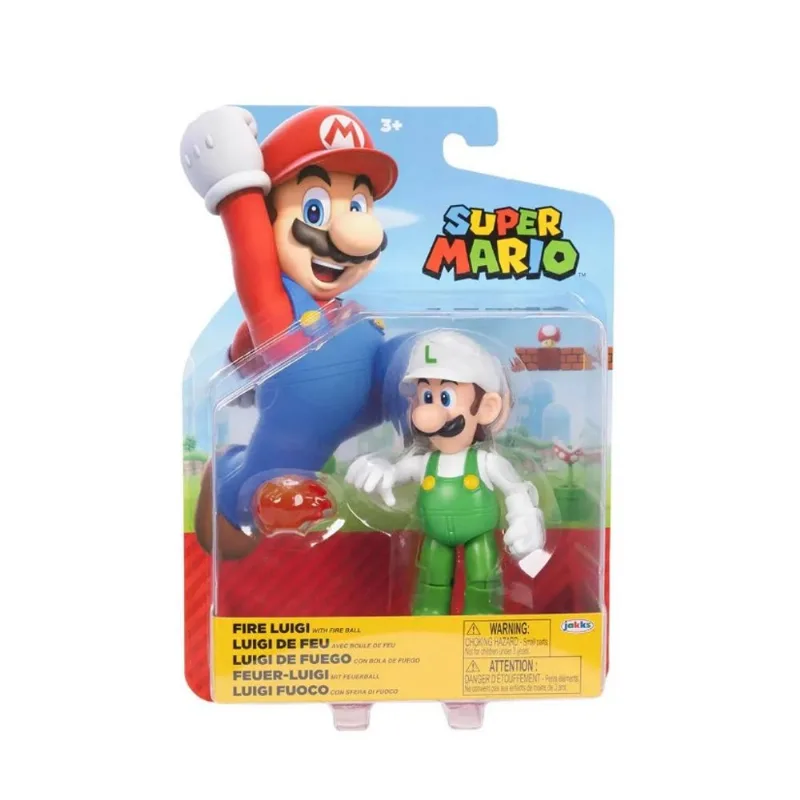 Super Mario Luigi de Fogo 10cm com Bola de Fogo Sunny 4200