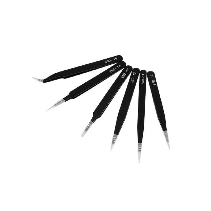 Kit 6 Pinças Anti Estática Artesanato Eletrônica Estética rosa