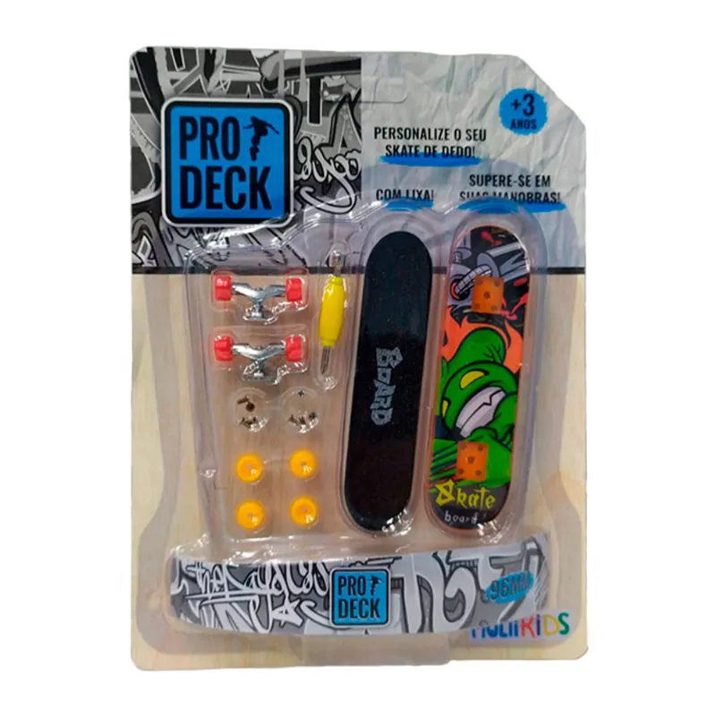 Skate De Dedo 9 Cm Pro Deck Monstro Verde Multikids