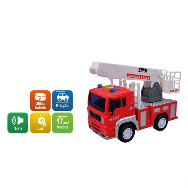 Caminhão de Fricção - Bombeiro - Luz e Som - dm Toys