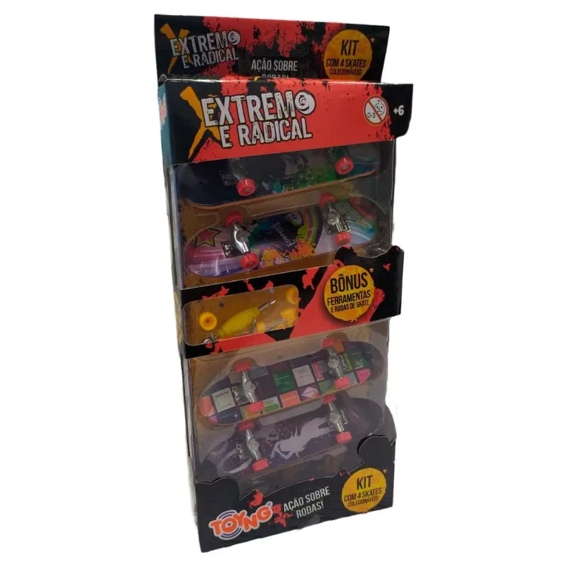 Kit Skate De Dedo 9 Cm Extremo E Radical 4 Skates People Toyng