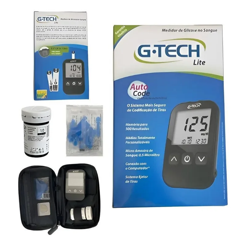Aparelho De Medir Diabetes G-tech Lite Kit Completo Glicose