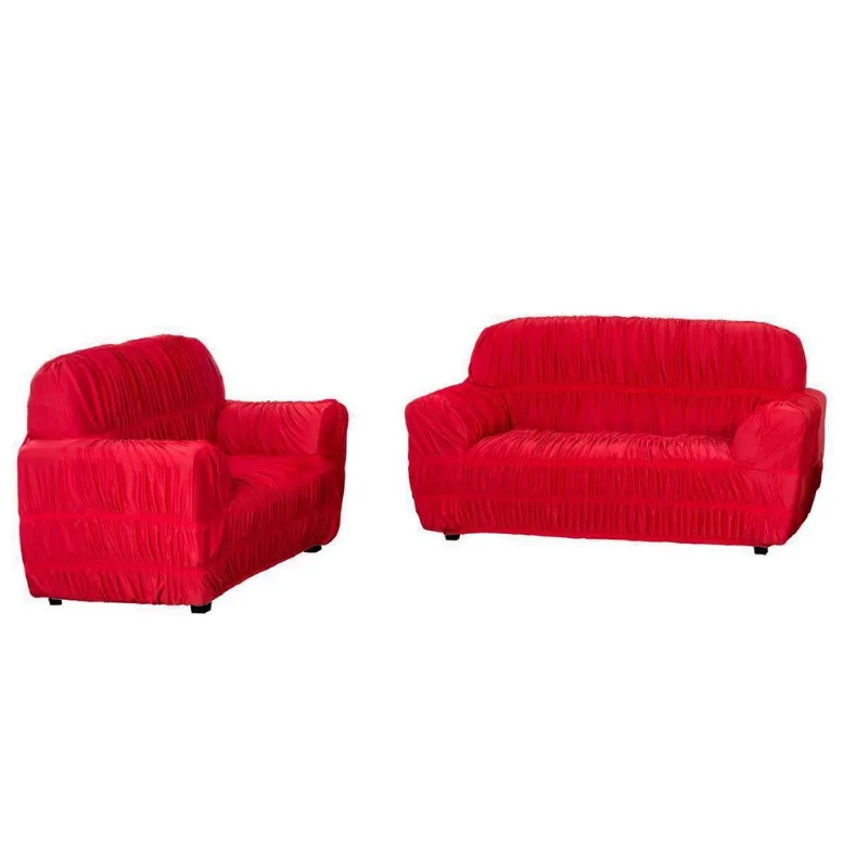 Kit Capa Sofá 3 E 2 Lugares Elasticada Vermelho