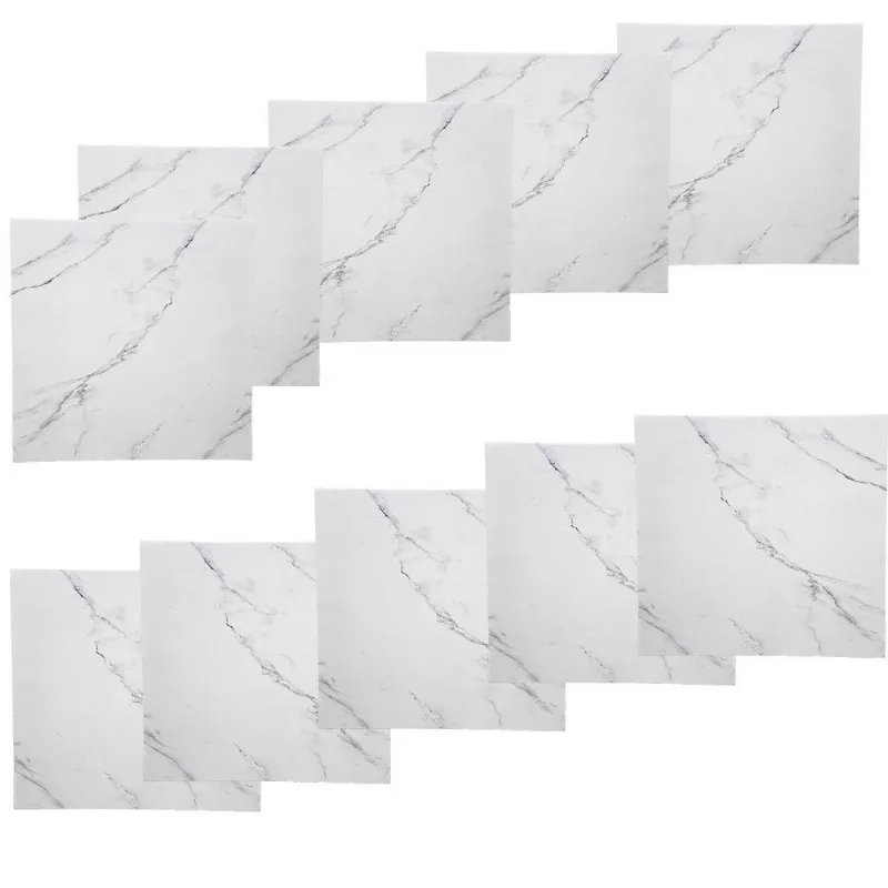 Placa Adesiva Marmore Falso 3D Vinílica Autocolante Lavável Brilhante Branco Leva Pra Malhar 10