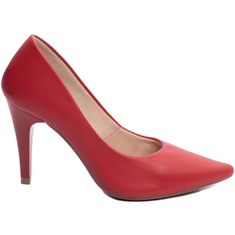 Sapato Scarpin Salto Alto Bico Fino Stiletto 9cm Vermelho Torricella