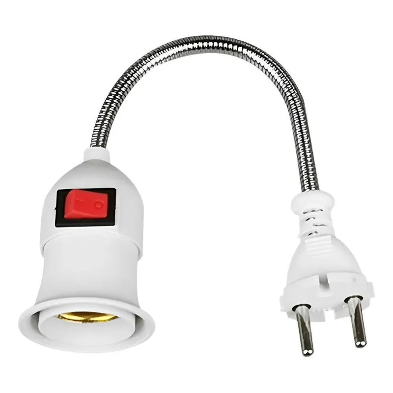 3x Haste Flexível Soquete E27 Adaptador Lâmpada Tomada