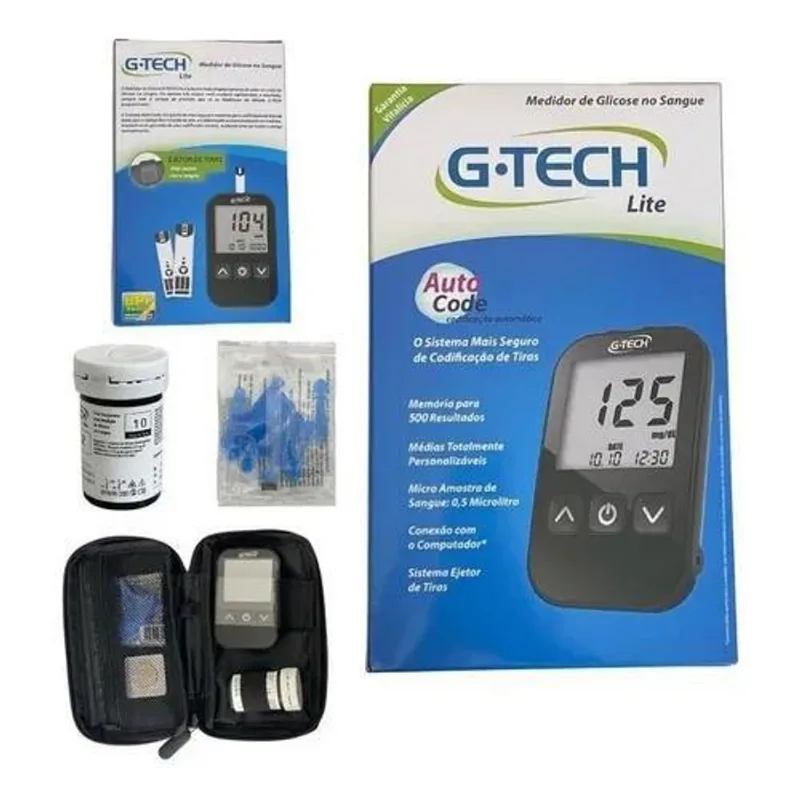 Aparelho De Medir Diabetes G-tech Lite Kit Completo Glicose