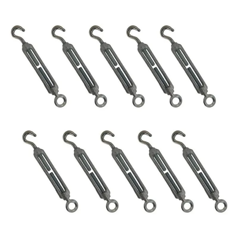 Kit 10 Unidades Esticador Para Cabo De Aço Gancho Olhal 5/16
