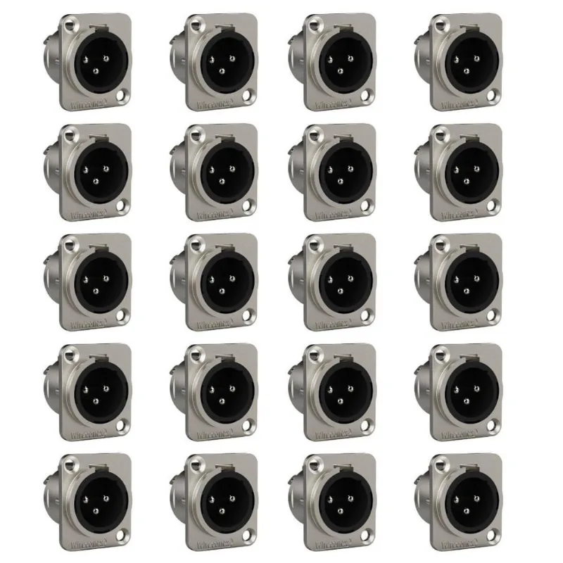 Kit 20 Conector xlr Macho 3 Polos Wireconex WC1033