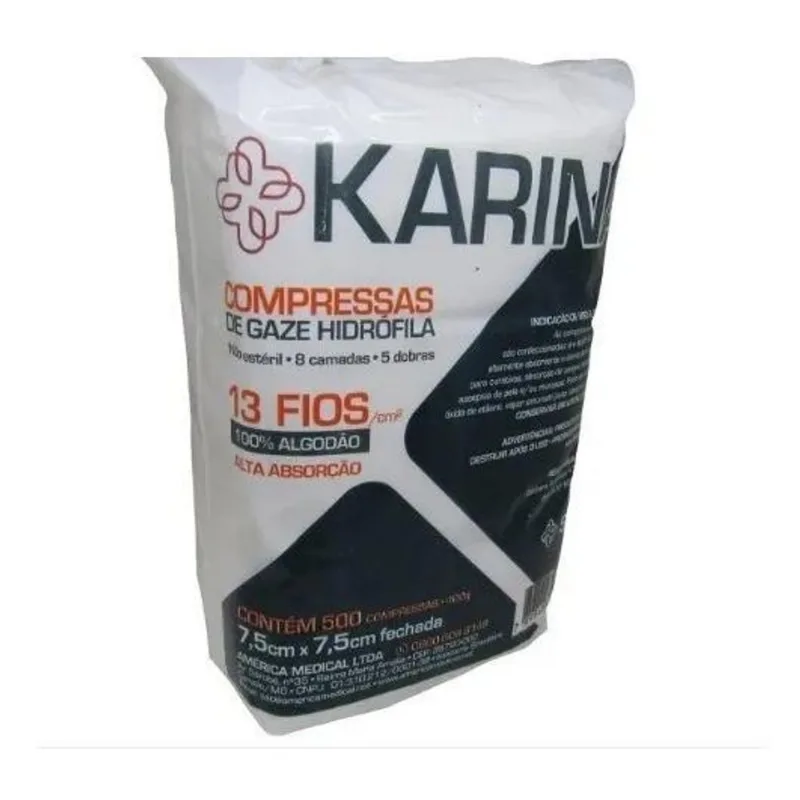 10x Compressa De Gaze Karina 13 Fios C/500 100% Algodão Cur