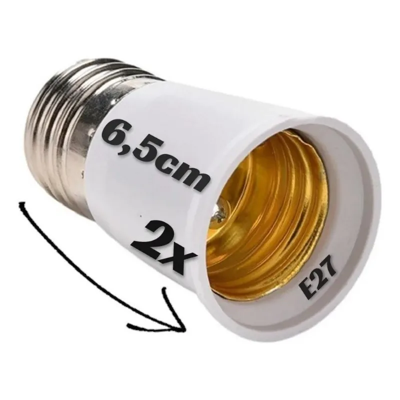 3x Prolongador Extensor Adaptador Soquete - 65mm - Kit 2un