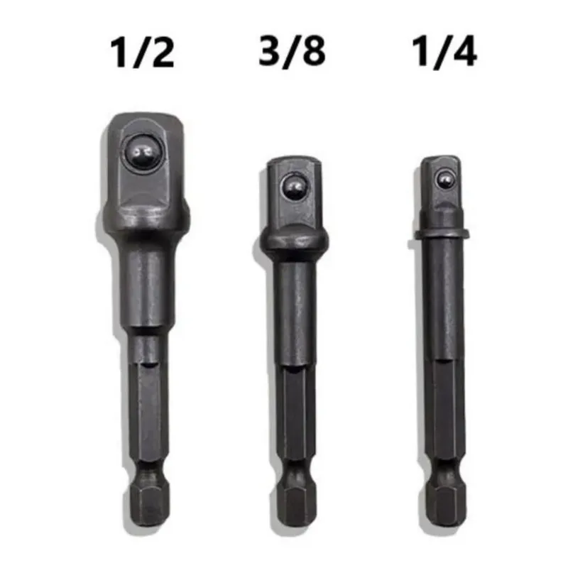 3x Kit 3 Adaptador Soquete Parafusadeira Furadeira 1/4 3/8 1