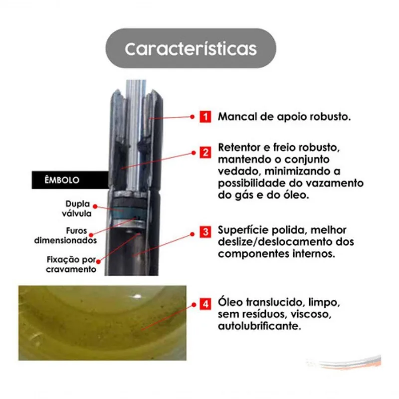 Par Amortecedores Para Capota De Fibra 10 Kg Modelo F103 Para Veículos Diversos Amortex - Amortex