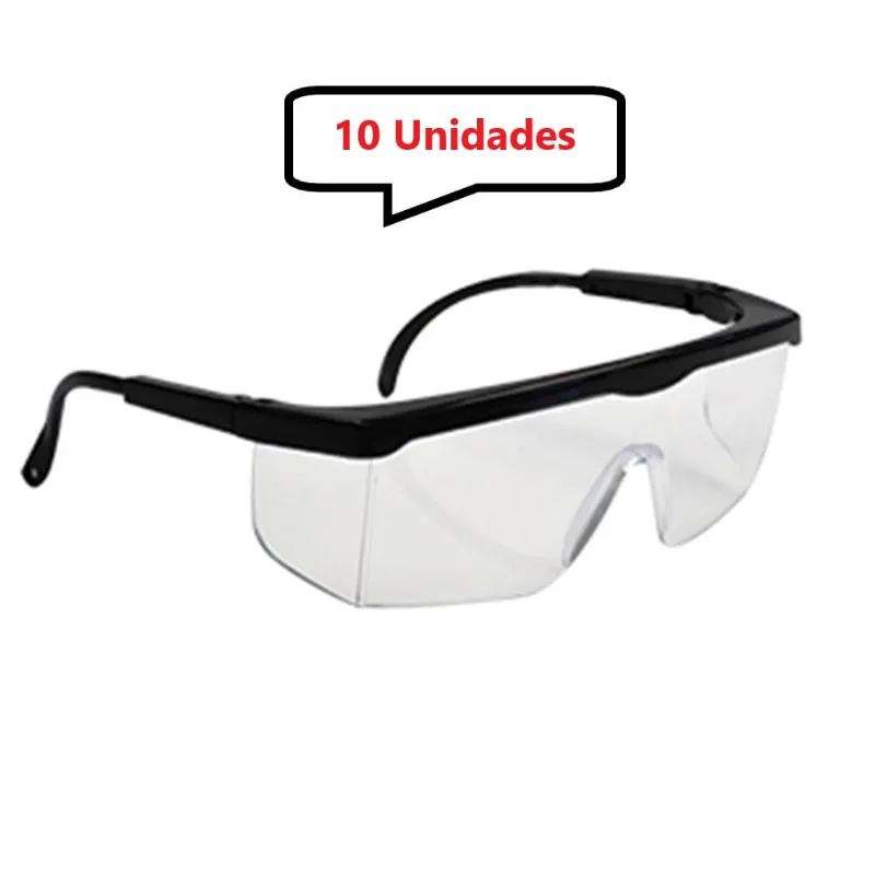 Kit 10 óculos Protetor Epi Incolor Haste Regulagem Com ca