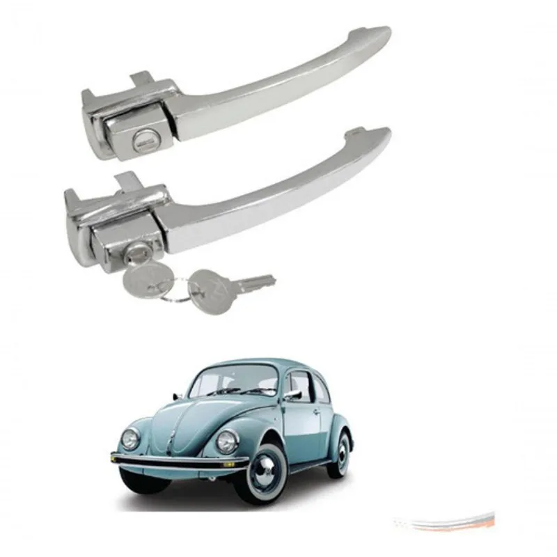 Par Maçaneta Externa Cromada C/ Chave Fusca 59 A 77 2 Portas - Un / 2 [f103]