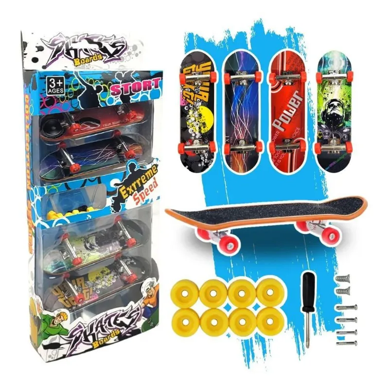 10x Skate Fingerboard De Dedo Lixa Rolamento + Peças Brinqu