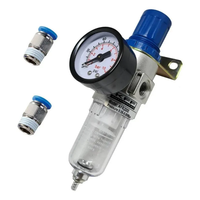 2x Filtro Regulador Ar Compressor 1/4 Completo Com Conexões
