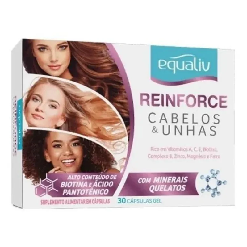 Reinforce Equaliv 30 Cápsulas - Força Para Cabelos E Unhas