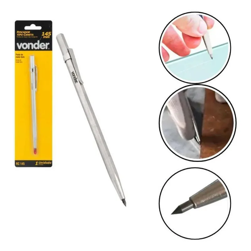 2x Riscador Ponta Videa Para Metais Tipo Caneta 145mm Vonder