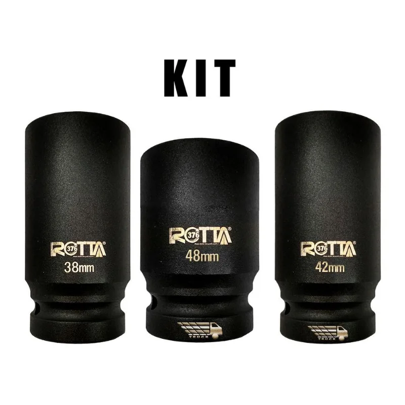 Kit 3 Soquete Chave Impacto 1 Polegada 38, 42 E 48mm