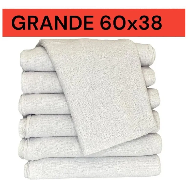 5x 10 Pano De Chão Pano Branco 62cm X 42cm Alvejado Bom Gr