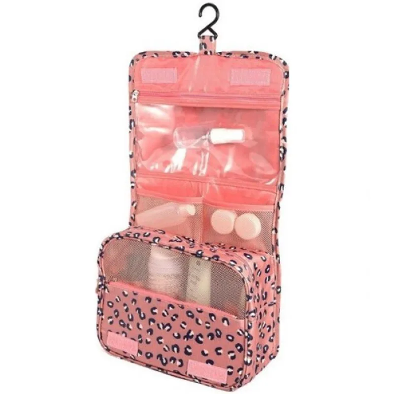 Necessaire Em Nylon Organizadora Higiene Para Viagem Cor:onça Rosa - OUTRAS - Utilidades Domesticas