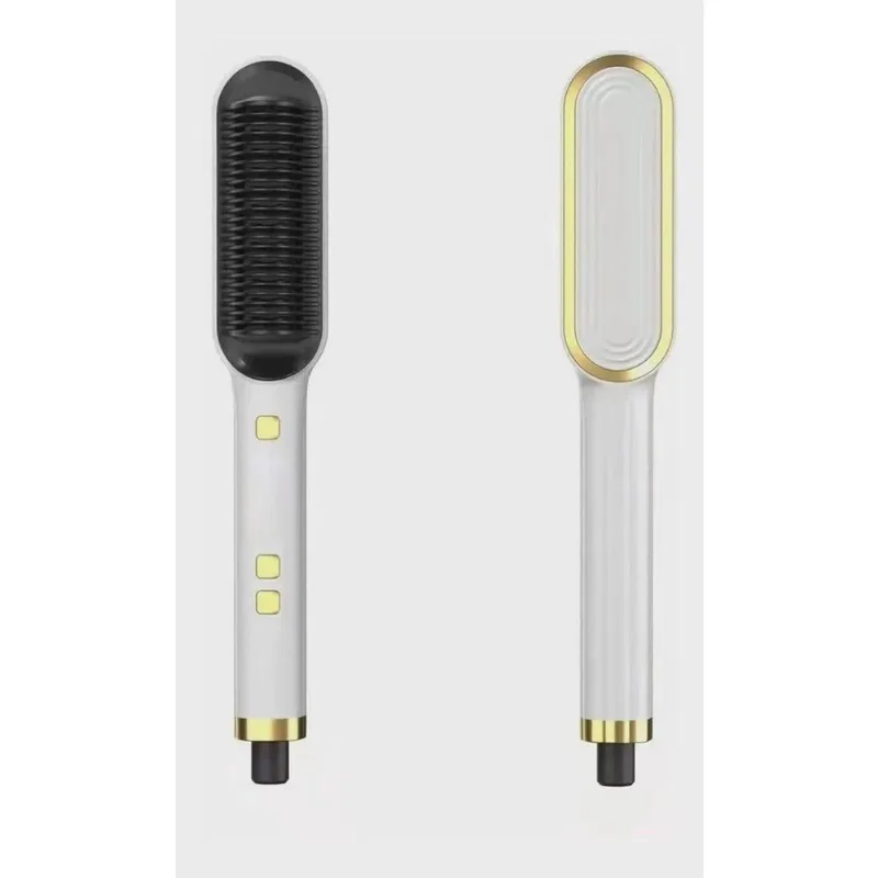 Prancha Escova Alisadora Com Pente Profissional Bivolt Branco