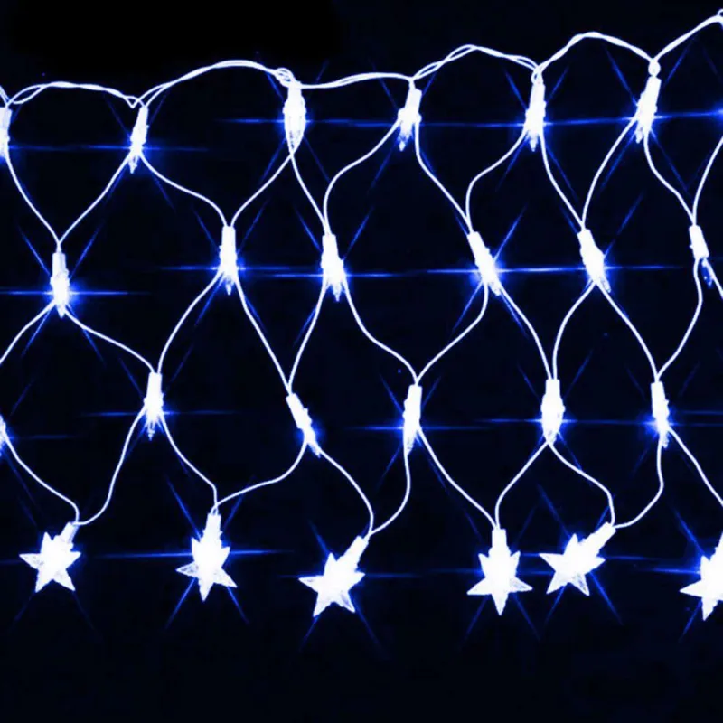 Pisca De Led Rede Com Estrela Na Ponta 120l 3,5x0,5m 8 Modos 110v Cores Azul - Shopmix