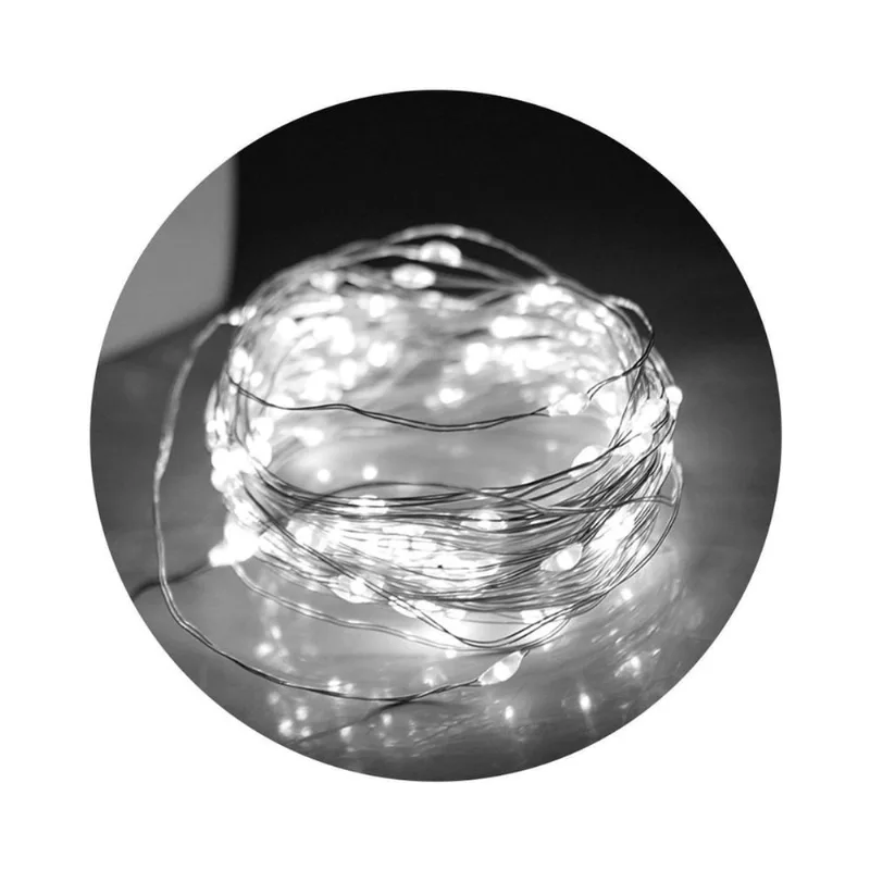 Pisca De Led Fio De Fada - 100L, 10 Metros, Usb E Pilha