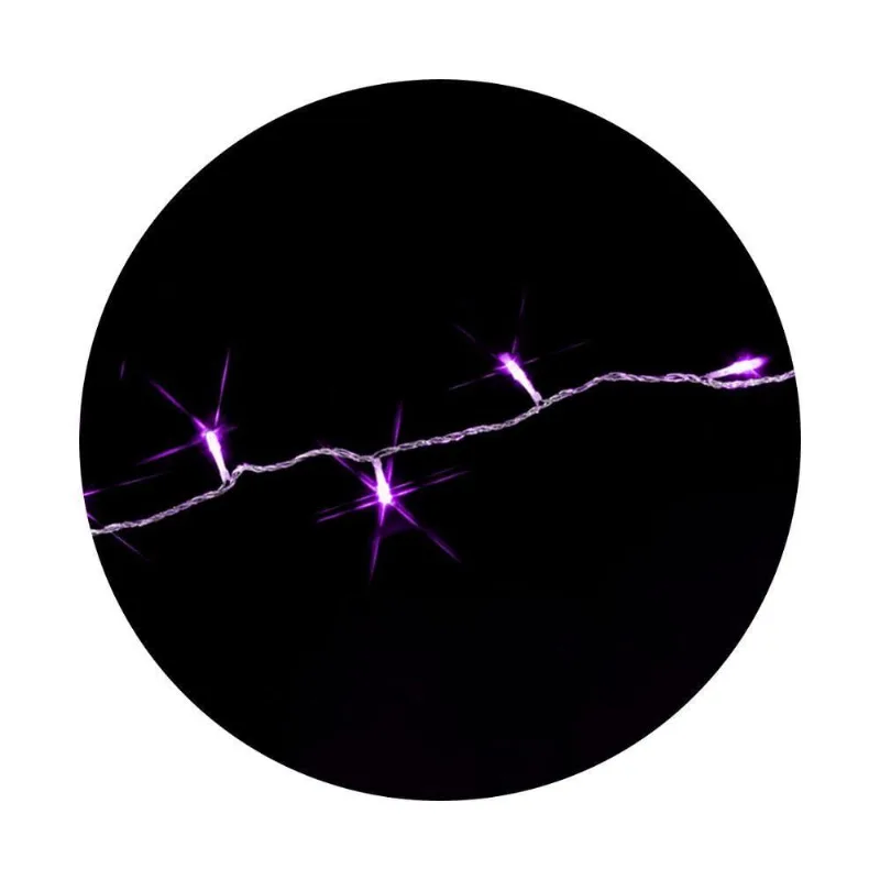 Cordão Com 50 Lampadas De Led Formato Pequena Gota 5 Metros Fio Crystal Cores Roxo