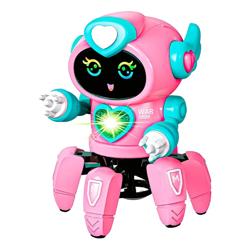 Robô Lady Dançarina 6 Pernas Luz Música Dança Infantil Cor:rosa