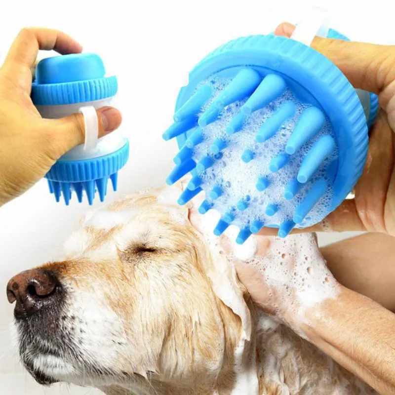 Escova Massageador Dispenser Banho Pet Shampoo