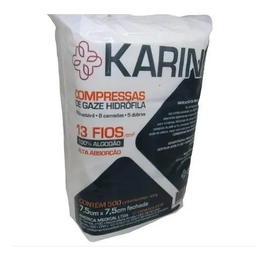 Compressa De Gaze Karina 13 Fios C/500 100% Algodão Curativo