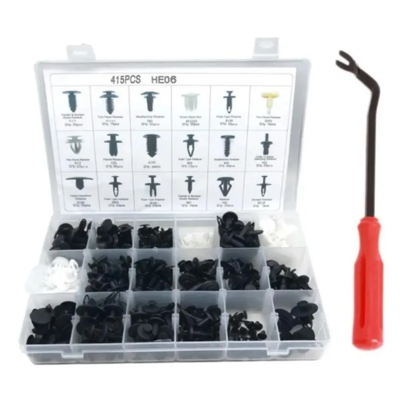 Kit 415 Presilhas Grampos Fixadores Automotivo Carro + Chave