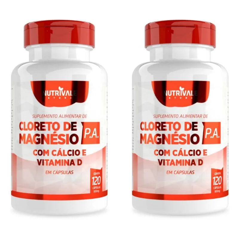 Kit 2x Cloreto Magnésio P.a. Cálcio E Vitamina D 120