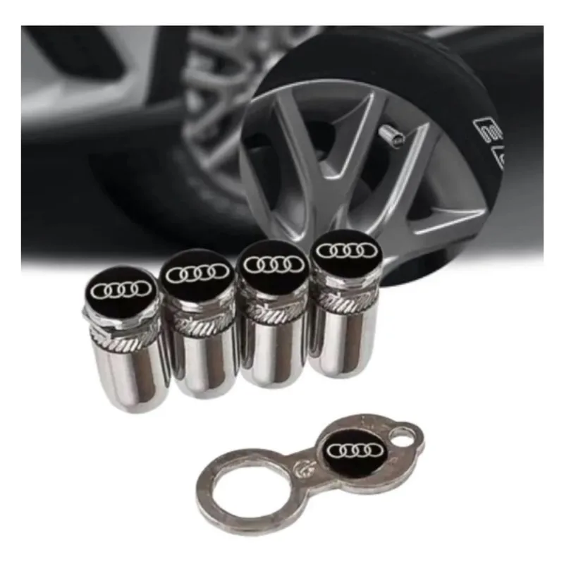 Bico Pneu Cromado Pino Roda Válvula Antifurto Audi - Metal