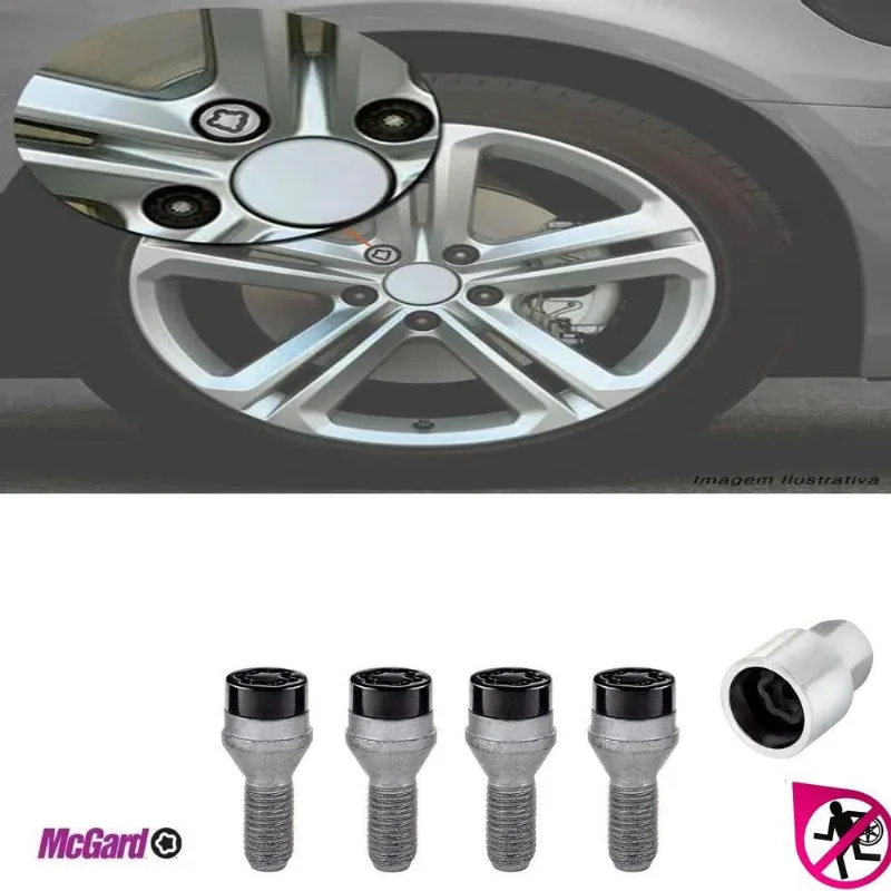 Kit Parafuso Antifurto Roda Audi A6 A7 A8 R8 Original Preto