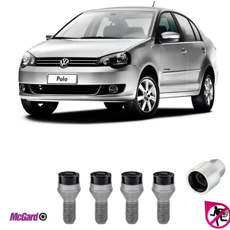 Kit Parafuso Trava Antifurto Roda Vw Polo Original Preto