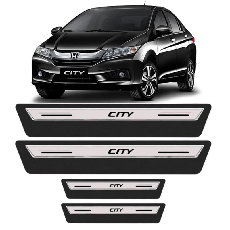 Kit Soleira Resinada Proteção Porta Honda City - Prata