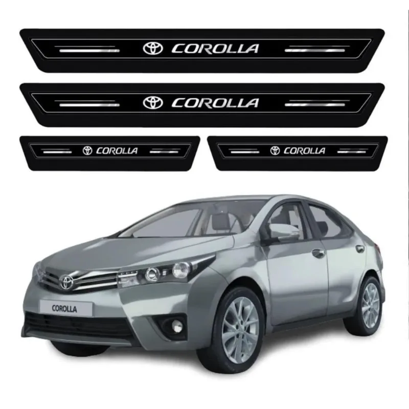 Kit Soleira Resinada Proteção Porta Toyota Corolla - Preto