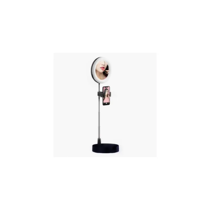 Espelho c/led mesa maquiagem suporte celular live tiktok retratil LE-MR20 preto